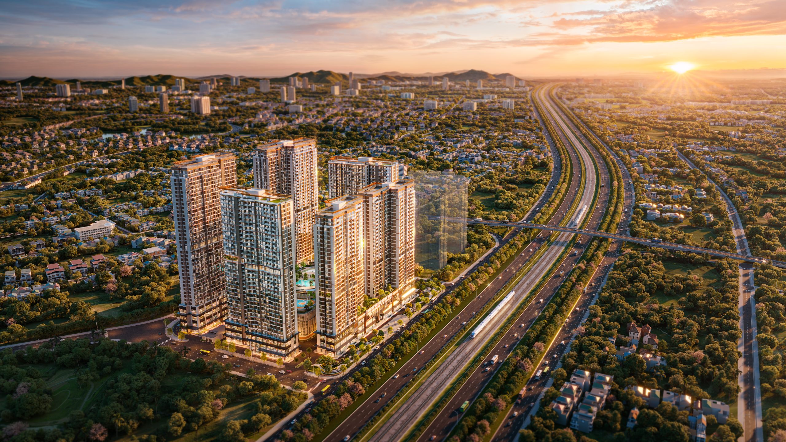 Phối cảnh Imperia Sky Park lúc chiều