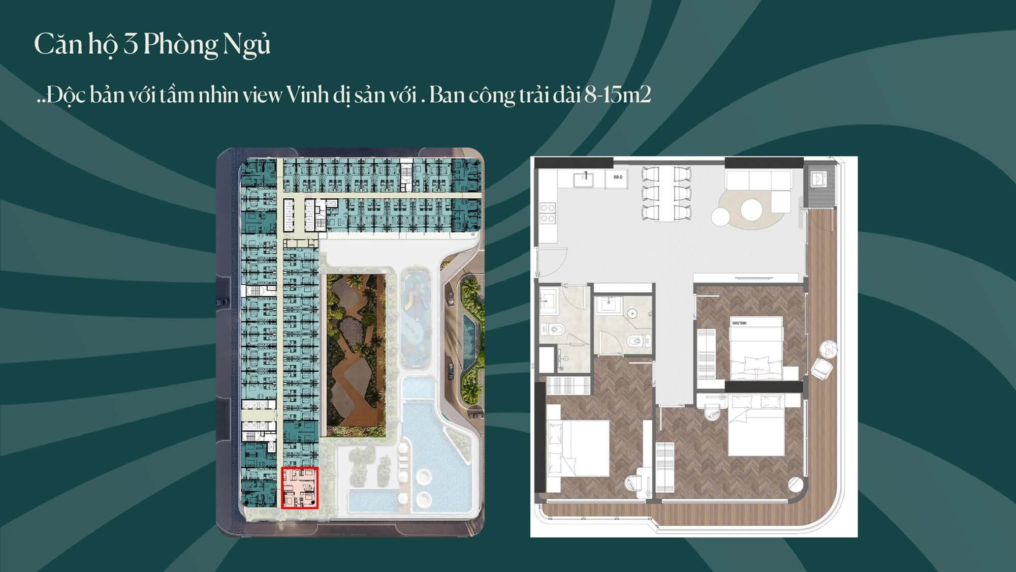 Căn hộ 3 phòng ngủ Prima Bay