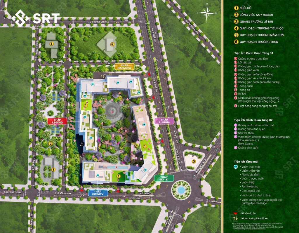 Tổng mặt bằng năm tòa Sun Glory Residence — Harmony, Legend, Lumina, Sky 37, Infinity